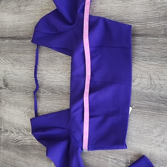 NEW! ZARA Long Sleeve Cropped Open Back Square Neck Bustier Style Top Purple - Picture 6 of 11